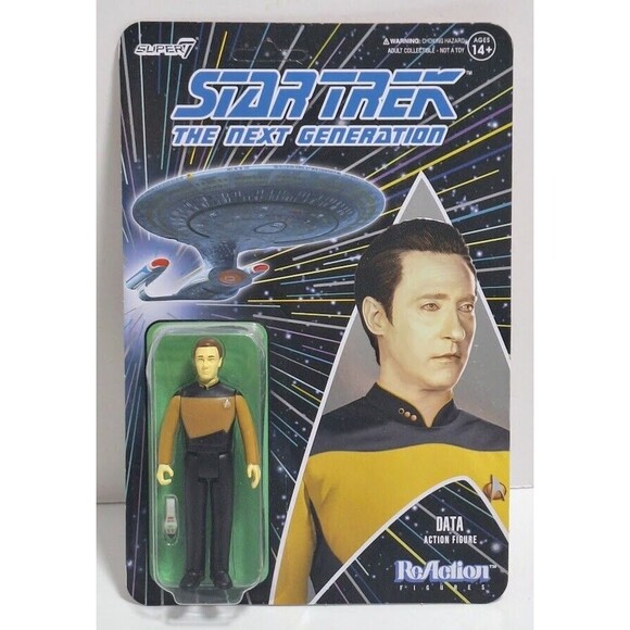 SUPER7 REACTION FIGURES DATA STAR TREK THE NEXT GENERATION NEW ON CARD UNPUNCHED - Picture 1 of 5